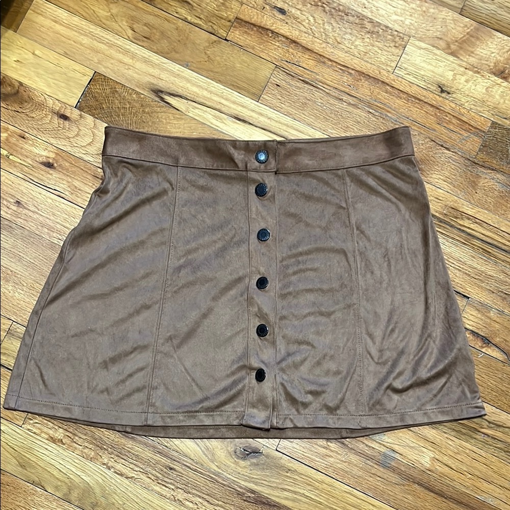 American Eagle Brown Skater Suede Mini Skirt
